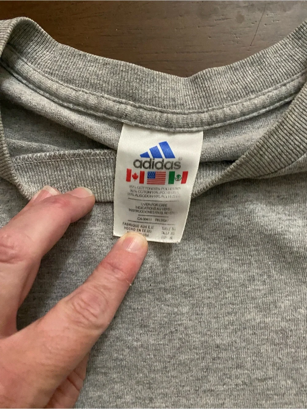 adidas Gray Short-Sleeve Crew Logo Tee